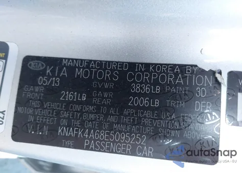 2014 Kia Forte Lx из США, поврежденный, VIN KNAFK4A68E5095252